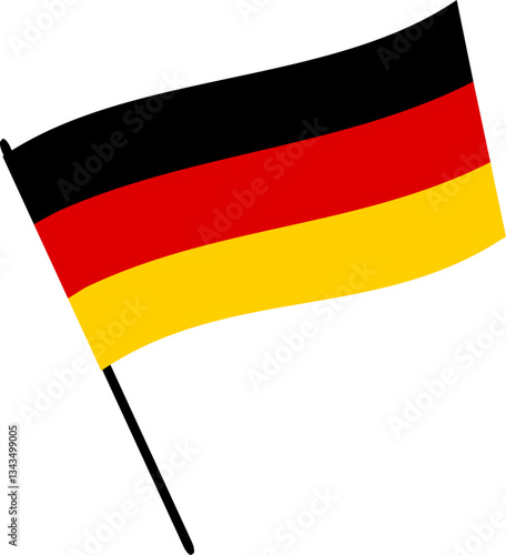 The national flag of Germany on flagpole. Vector illustration with transparent background.	