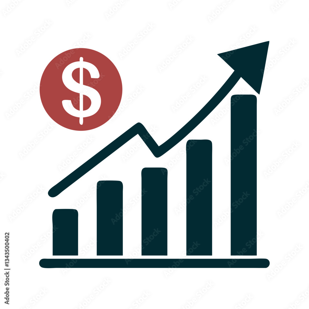 Financial growth chart with dollar symbol Financial growth chart with dollar symbol