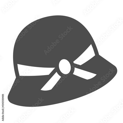 Summer hat with bow solid icon, summertime headwear concept. Vector graphics. Stylish woman hat sign on white background, glyph style icon for mobile or web design.