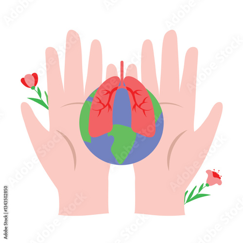 World asthma day, vector cartoon illustration on the white background