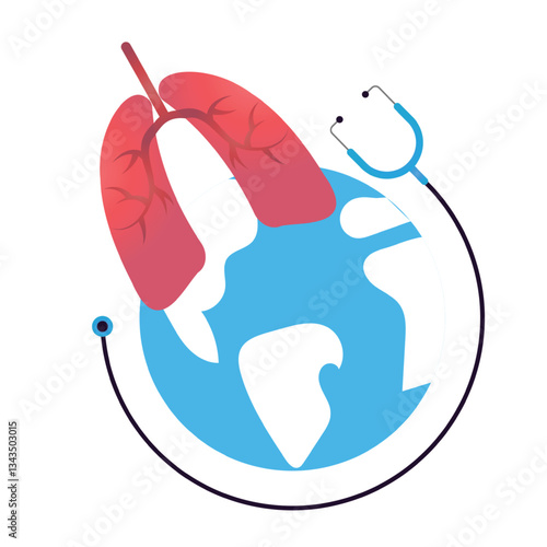 World asthma day, vector cartoon illustration on the white background