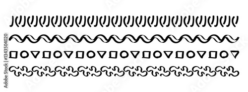 border line, stripe line doodle cute, divider art line horizontal for decorative frame, scribble border line, linear graphic