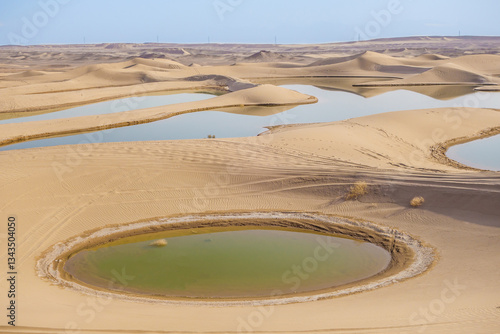 Lakes in the middle of the desert, near the city of Yazd, Iran