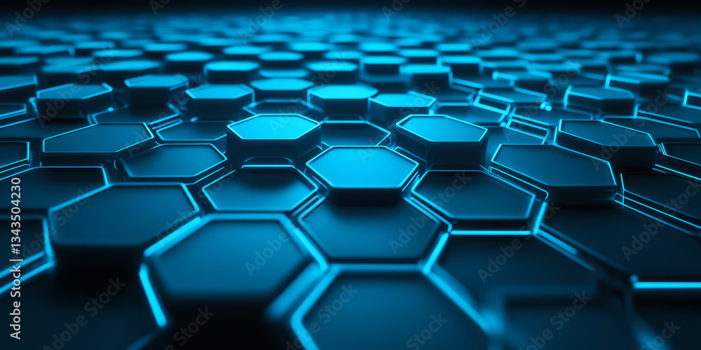 A dynamic 3D background showcasing a tunnel of glowing hexagons stretching into infinity. Each hexagonal tile emits a soft blue light, forming an immersive and futuristic sci-fi corridor reminiscent A dynamic 3D background showcasing a tunnel of glowing hexagons stretching into infinity. Each hexagonal tile emits a soft blue light, forming an immersive and futuristic sci-fi corridor reminiscent