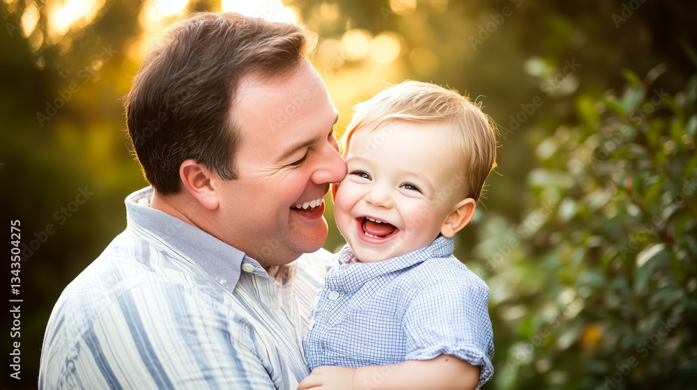 Tender Bond Between Father and Son, Filled with Laughter and Affection Tender Bond Between Father and Son, Filled with Laughter and Affection