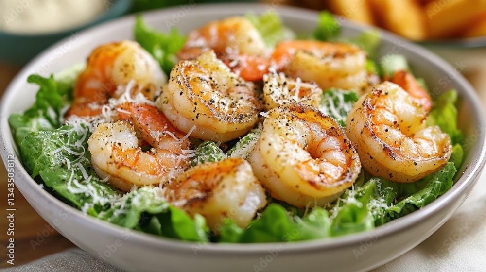 A symphony of flavors unfolds in this classic Caesar salad, where succulent shrimp dance with crisp romaine lettuce and a tangy Caesar dressing, creating a culinary masterpiece. A symphony of flavors unfolds in this classic Caesar salad, where succulent shrimp dance with crisp romaine lettuce and a tangy Caesar dressing, creating a culinary masterpiece.