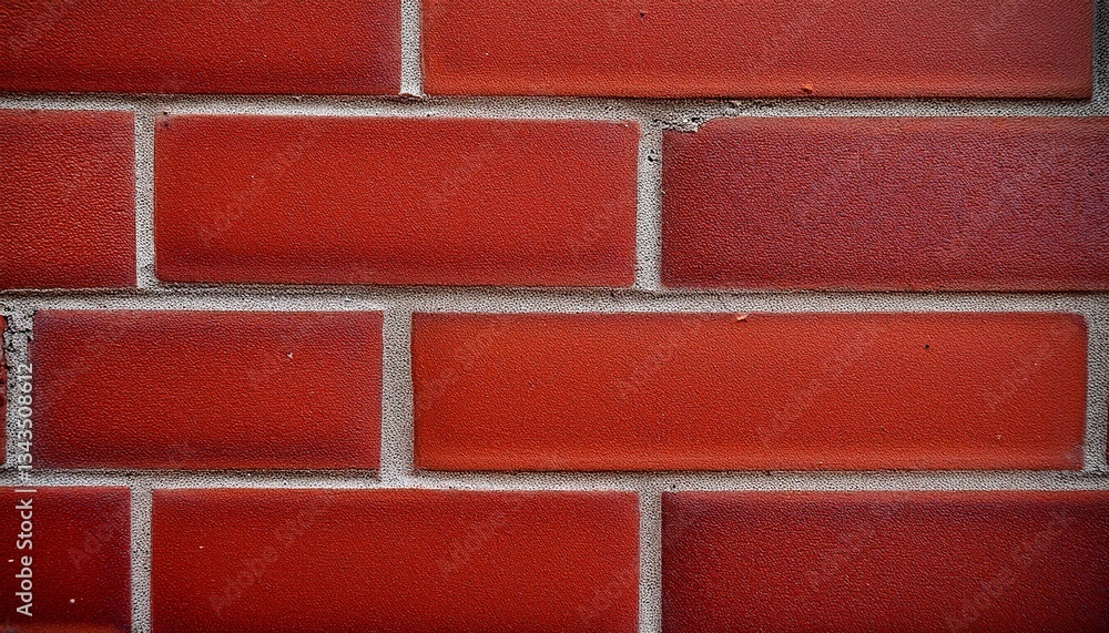 Obraz premium Textured Red Brick Wall Showcasing Unique Patterns and Color Variations in Sunlight