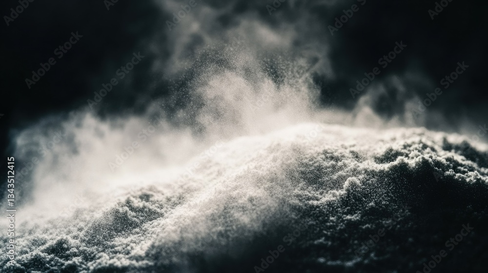 Fototapeta premium Fine Dust Clouds Creating Dramatic Effects in Dark Background