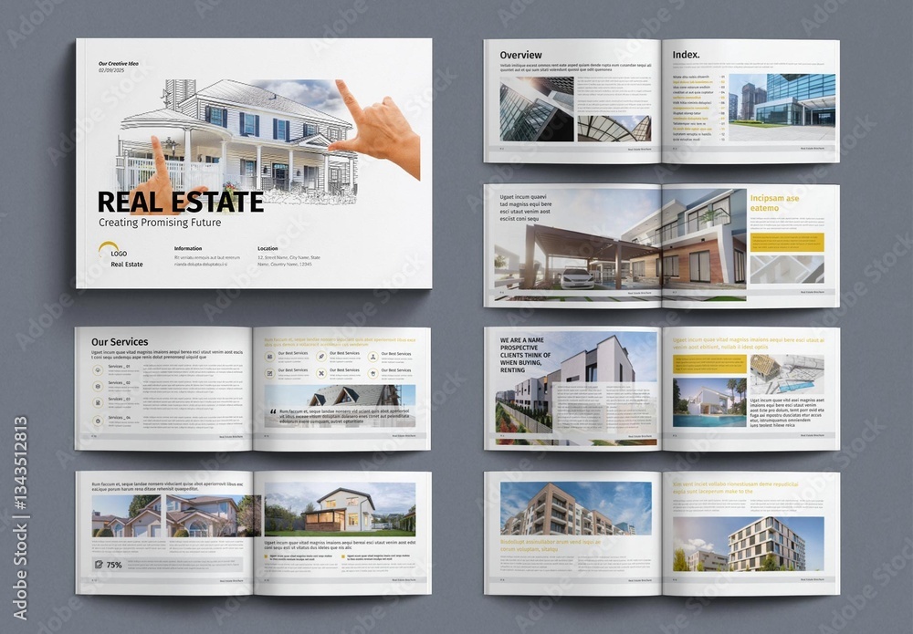 Real Estate Brochure Template Design Layout Landscape Stock Template ...
