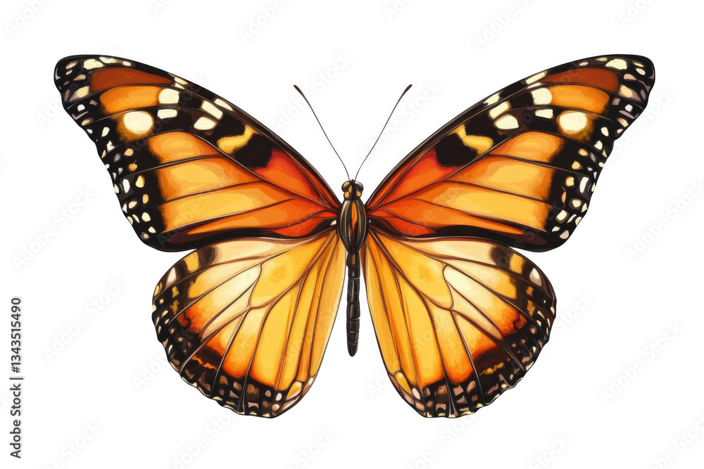 Fototapeta premium Orange Butterfly Vector with Illustration.