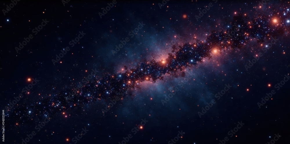 Fototapeta premium Sparkling starfield against a black canvas with shooting stars, sparkle, starfield, astronomy