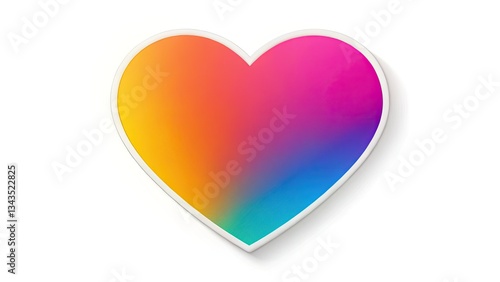 Cute gradient heart sticker, perfect for Valentine's Day.  Red and pink, flat design, isolated.