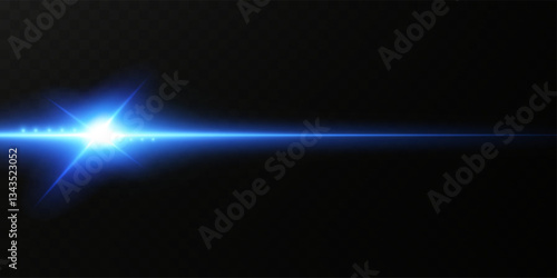 Light blue reflection effect, neon lighting in blue tones. Light lens. Police light effects, lines. Shiny stars, glowing sparks on a black background. Vector red light effect