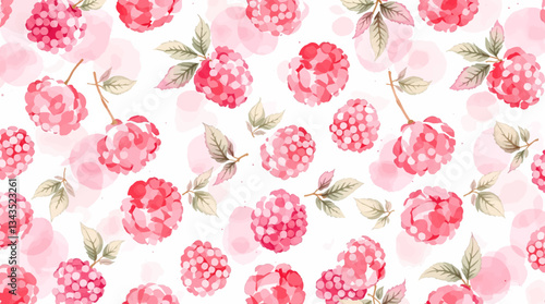 Rustic Raspberry Harvest – Handcrafted Watercolor Repeat Pattern