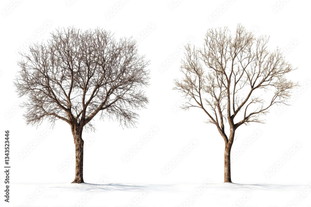 Winter Trees Isolated with Snow Covered, and Frosty Day. Winter Trees Isolated with Snow Covered, and Frosty Day.