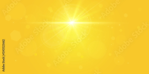 Warm sun on a yellow background. Leto.bliki solar rays.Оrange yellow background.