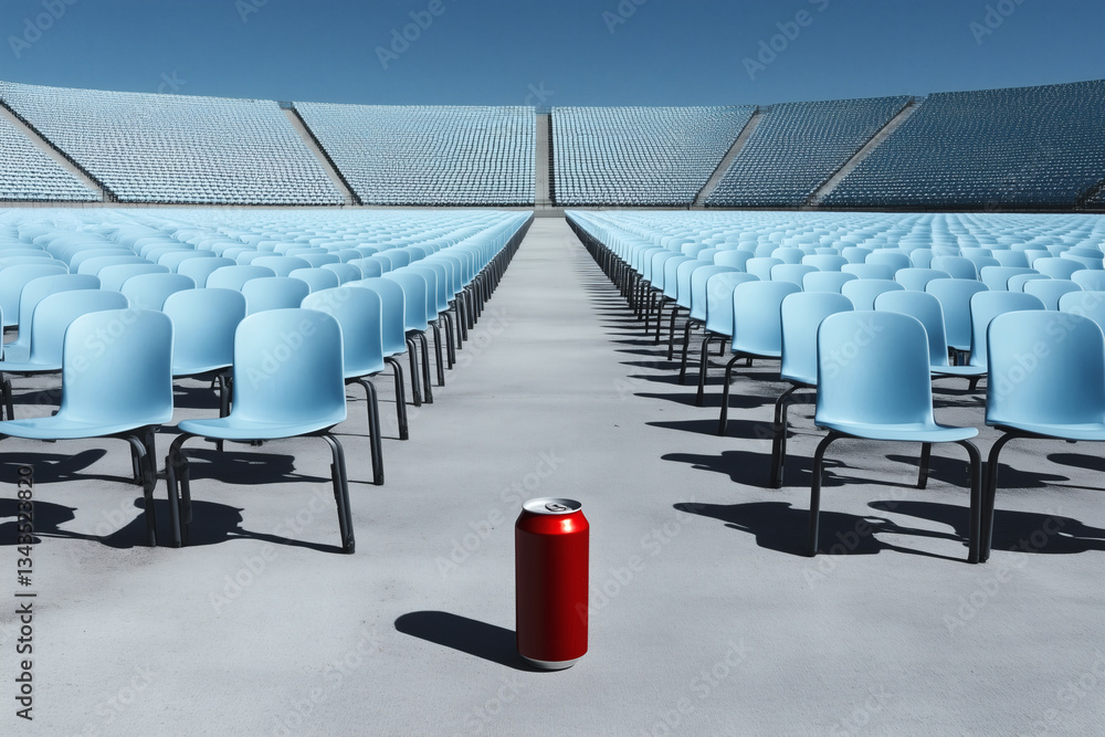 Fototapeta premium Stadium seating and a lone drink
