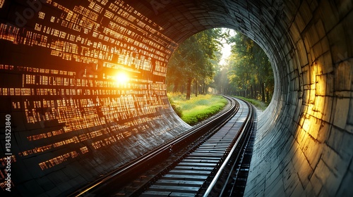 Data tunnel leading to nature.