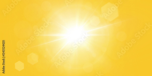 Warm sun on a yellow background. Leto.bliki solar rays.Оrange yellow background.