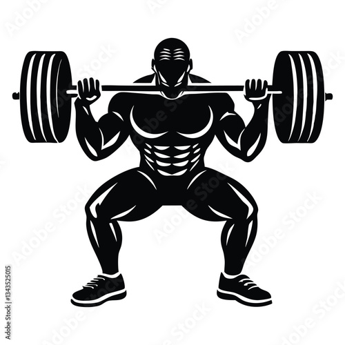 Weight lifting man silhouette vector isolated on white background, Weightlifter vector silhouette