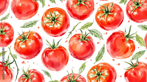 Fresh Tomato Harvest – Hand-Painted Watercolor Repeat Design