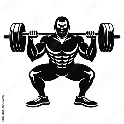 Weight lifting man silhouette vector isolated on white background, Weightlifter vector silhouette