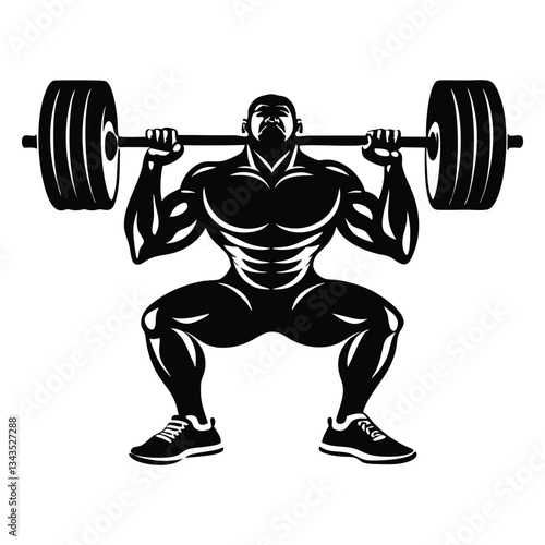 Weight lifting man silhouette vector isolated on white background, Weightlifter vector silhouette