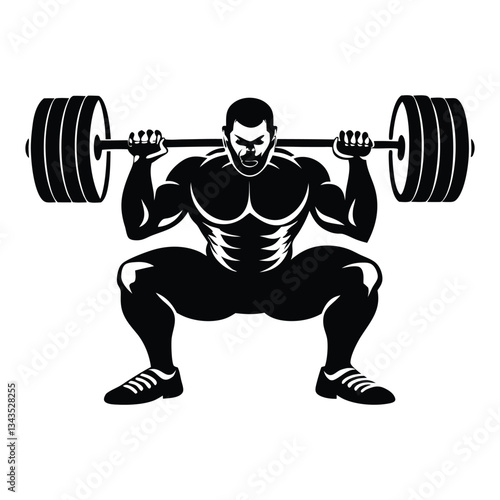 Weight lifting man silhouette vector isolated on white background, Weightlifter vector silhouette