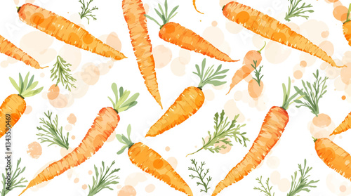 Seamless Pattern Watercolor Carrot Illustration Abstract Vegetable Background