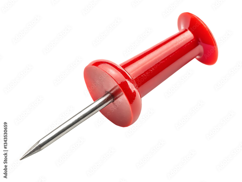 a close up of a single bright red push pin with a isolated on white background png. AI Generated a close up of a single bright red push pin with a isolated on white background png. AI Generated