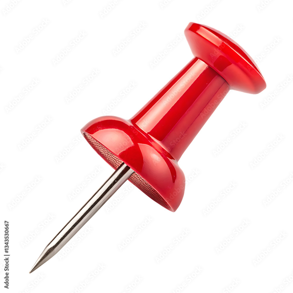 a close up of a single bright red push pin with a isolated on white background png. AI Generated a close up of a single bright red push pin with a isolated on white background png. AI Generated