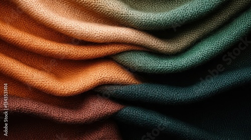 Wallpaper Mural An artistic composition of folded fabrics in earthy, warm colors, showcasing their rich textures that evoke a sense of warmth and comfort in any setting. Torontodigital.ca