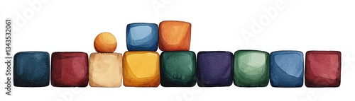 Colorful blocks stacked in various arrangements, ideal for illustrating concepts of play, learning, and creativity.