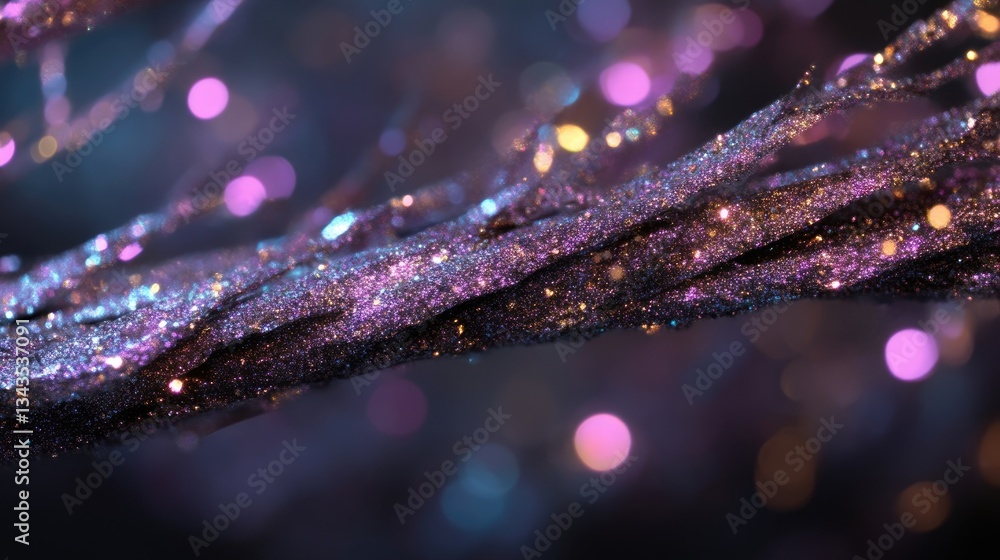Abstract glitter strands in vibrant colors