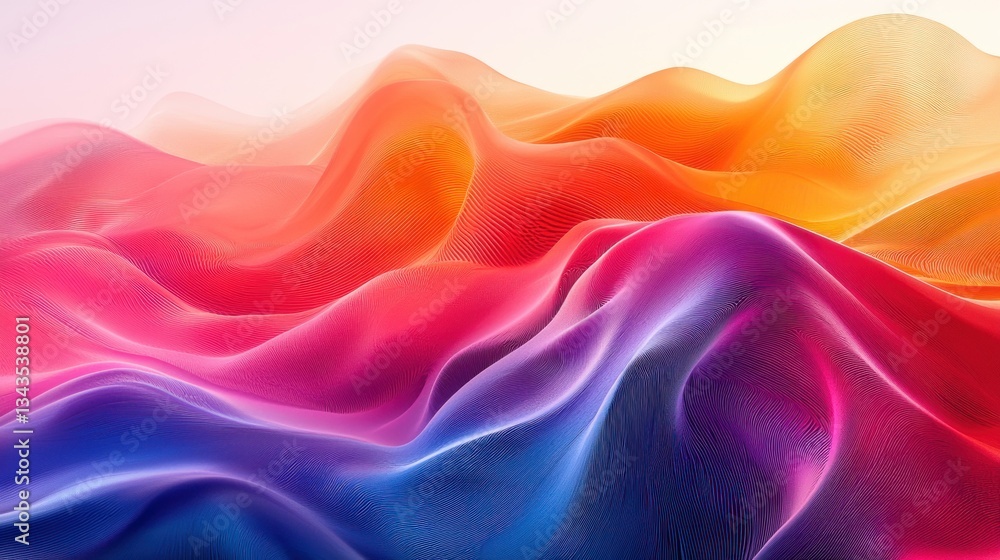 Fototapeta premium Colorful undulating abstract waves with varying gradients of vibrant hues
