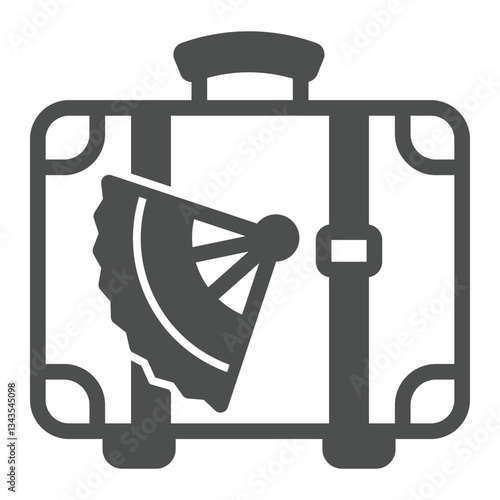Travel suitcase with veer solid icon, traveling baggage concept. Vector graphics. Briefcase portfolio bag sign on white background, glyph style icon for mobile or web design.