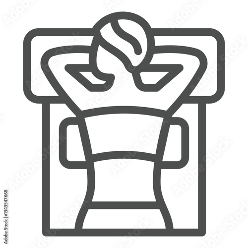 Girl lying on pillow line icon, exotic massage concept. Vector graphics. Woman at couch sign on white background, outline style icon for mobile or web design.