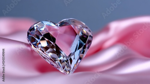 Obraz na płótnie Heart-shaped crystal gem on pink silk w salonie