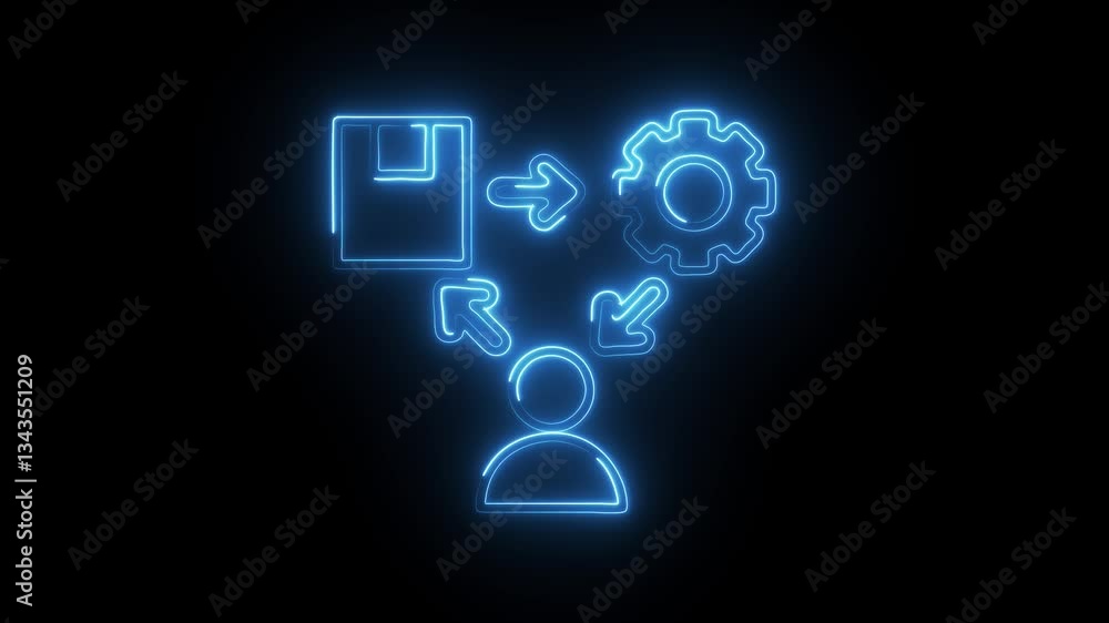 Glowing neon renovate idea icon isolated on black background. HD Video motion graphic animation Glowing neon renovate idea icon isolated on black background. HD Video motion graphic animation