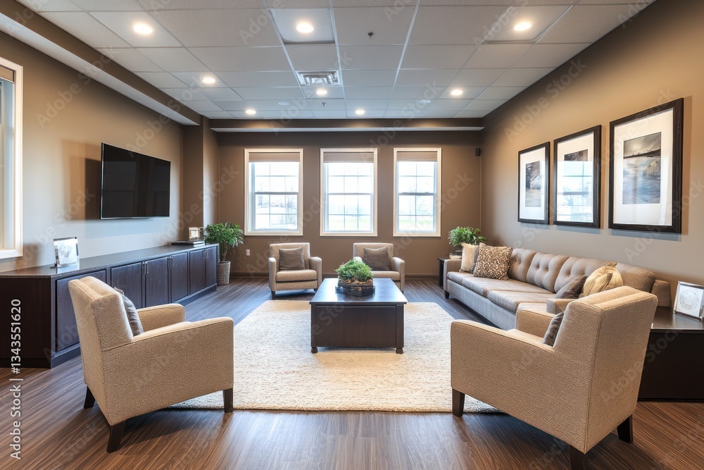 Fototapeta premium Spacious waiting room with comfortable seating