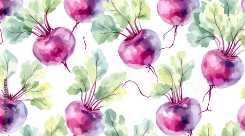 Watercolor beet on white background