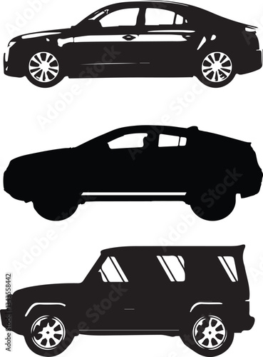 Convertible Car Silhouettes – Sporty Open-Top Vehicle Vector Set