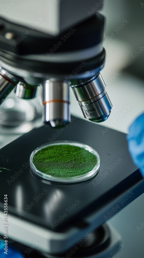 Microscopic exploration of spirulina tablet for protein and nutrients Microscopic exploration of spirulina tablet for protein and nutrients