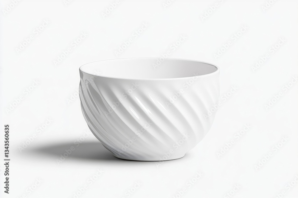 Empty white bowl with decorative spiral design