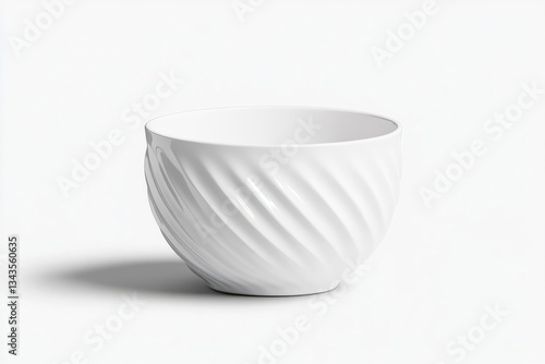 Empty white bowl with decorative spiral design