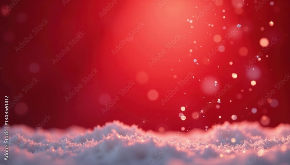Delicate snowflakes gently fall on a warm red background, snowflakes, cold weather Delicate snowflakes gently fall on a warm red background, snowflakes, cold weather