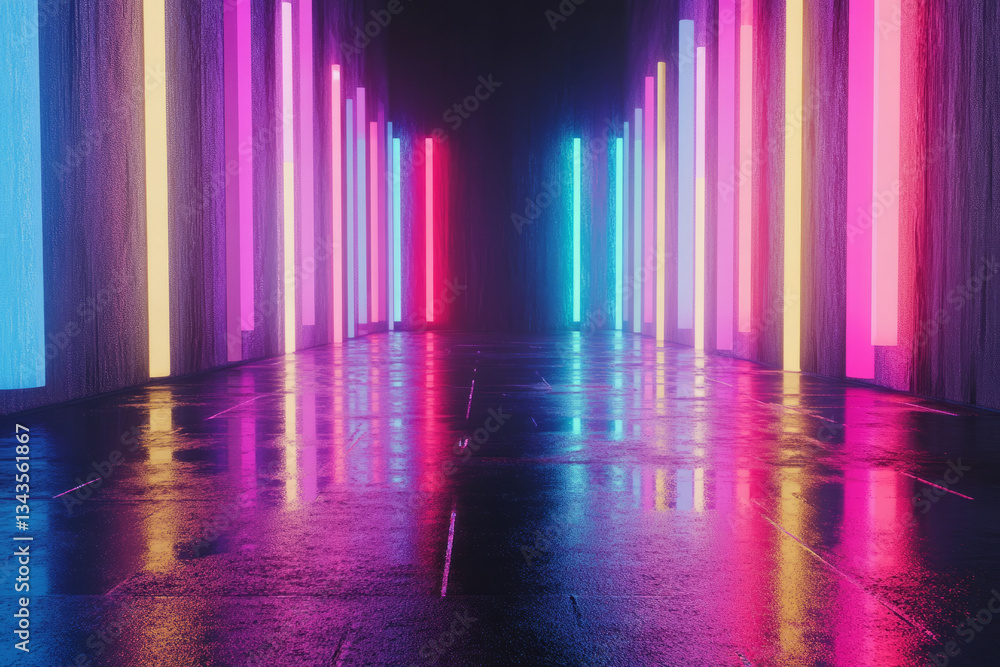 A cyberpunk 3D background set in a neon-lit alleyway filled with glowing holographic advertisements, flickering street signs, and rain-soaked pavement reflecting vivid colors. The moody lighting and A cyberpunk 3D background set in a neon-lit alleyway filled with glowing holographic advertisements, flickering street signs, and rain-soaked pavement reflecting vivid colors. The moody lighting and