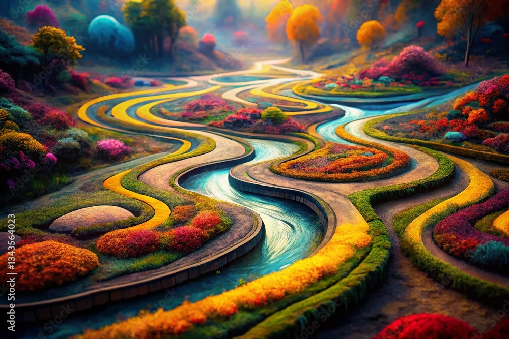 Abstract Labyrinthine Pathways Representing the Search for Truth Within the Mind Using Generative AI Abstract Labyrinthine Pathways Representing the Search for Truth Within the Mind Using Generative AI