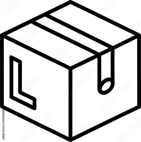 Delivery Box Icon, Package Outline Symbol for Ecommerce, Logistics, Shipping and Moving Services in Black and White