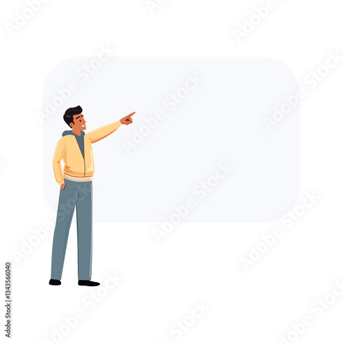 Hooded figure gesturing with raised finger. Blank background for personalized content addition